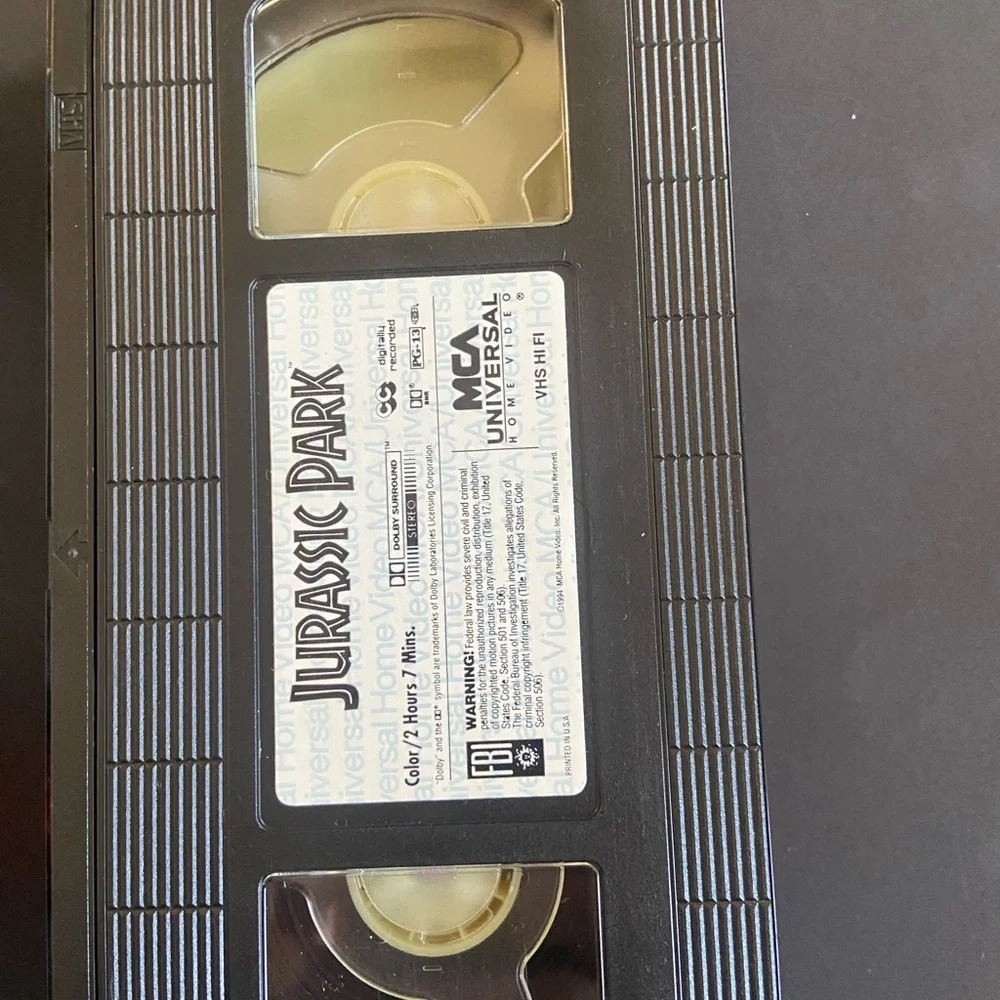 Jurassic Park VHS Tape - Black